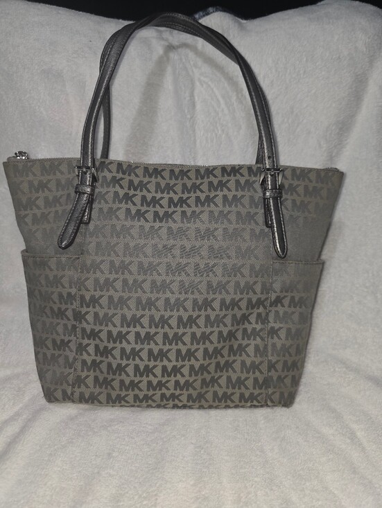 Michael Kors Handbags - Michael Kors Gray MK Signature Tote Bag with Dual Straps